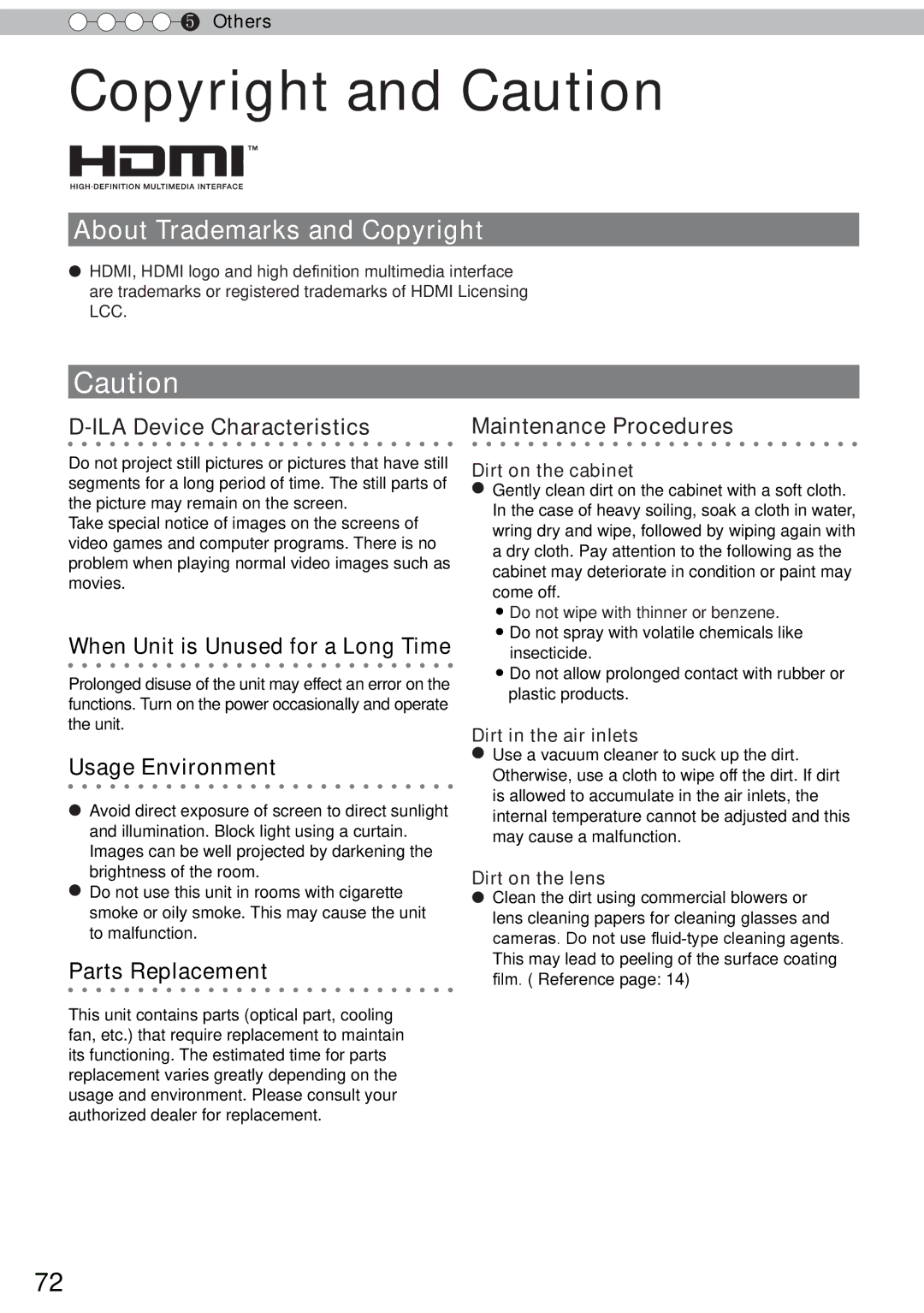 JVC DLA-RS40, DLA-RS60, DLA-RS50 manual About Trademarks and Copyright 