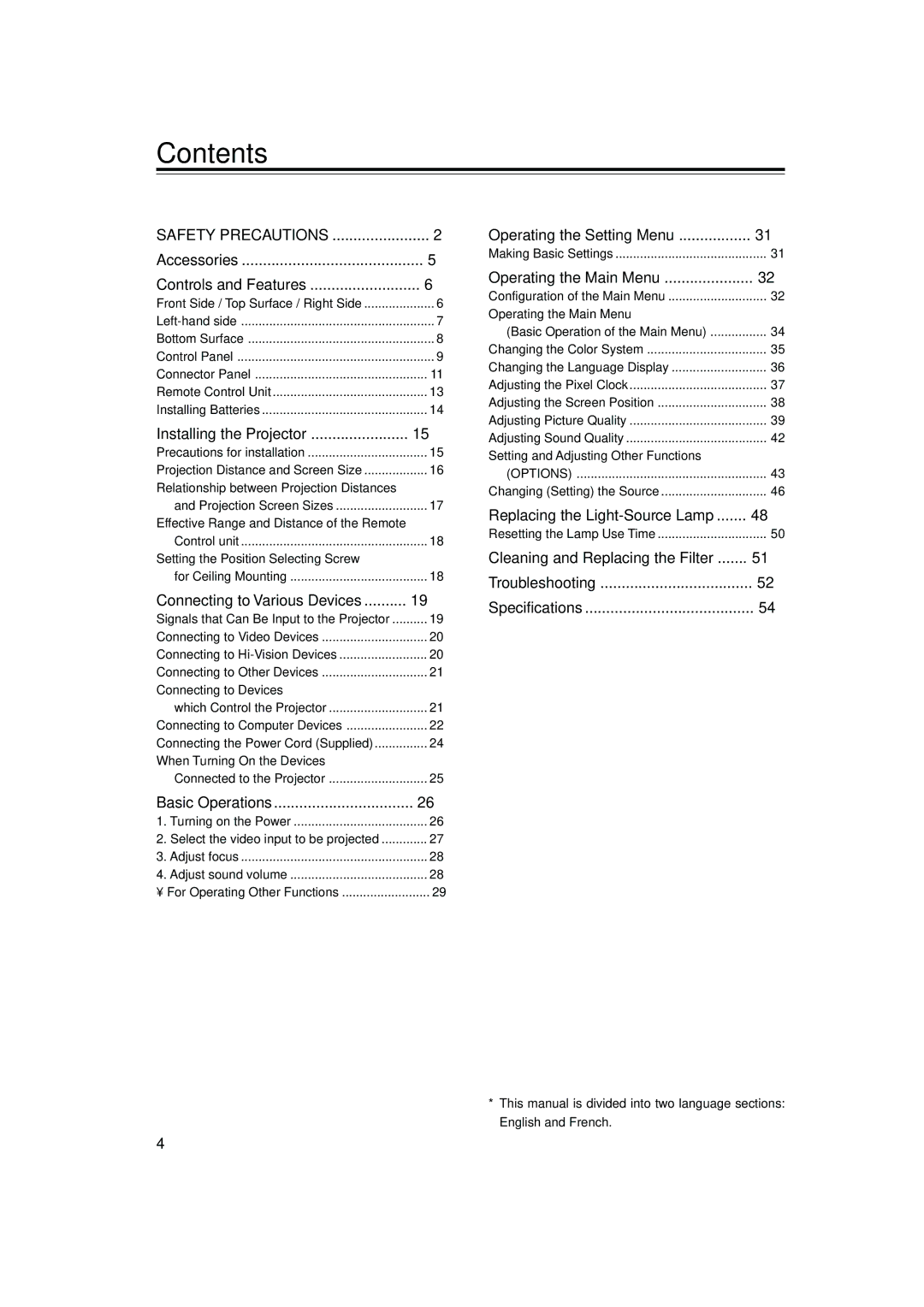 JVC DLA-S15U manual Contents 