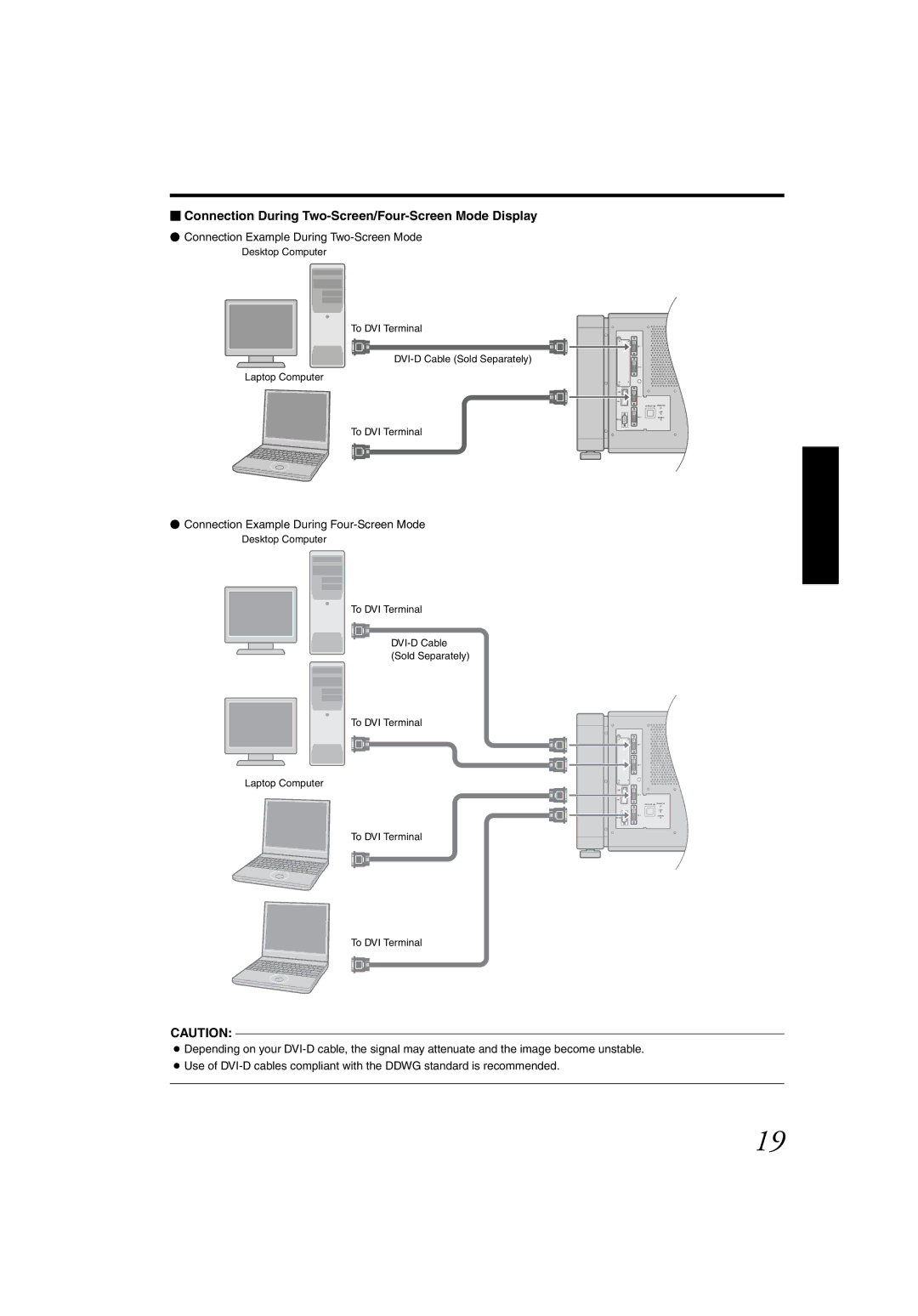 JVC DLA-SH4K  Connection During Two-Screen/Four-Screen Mode Display, Connection Example During Two-Screen Mode 