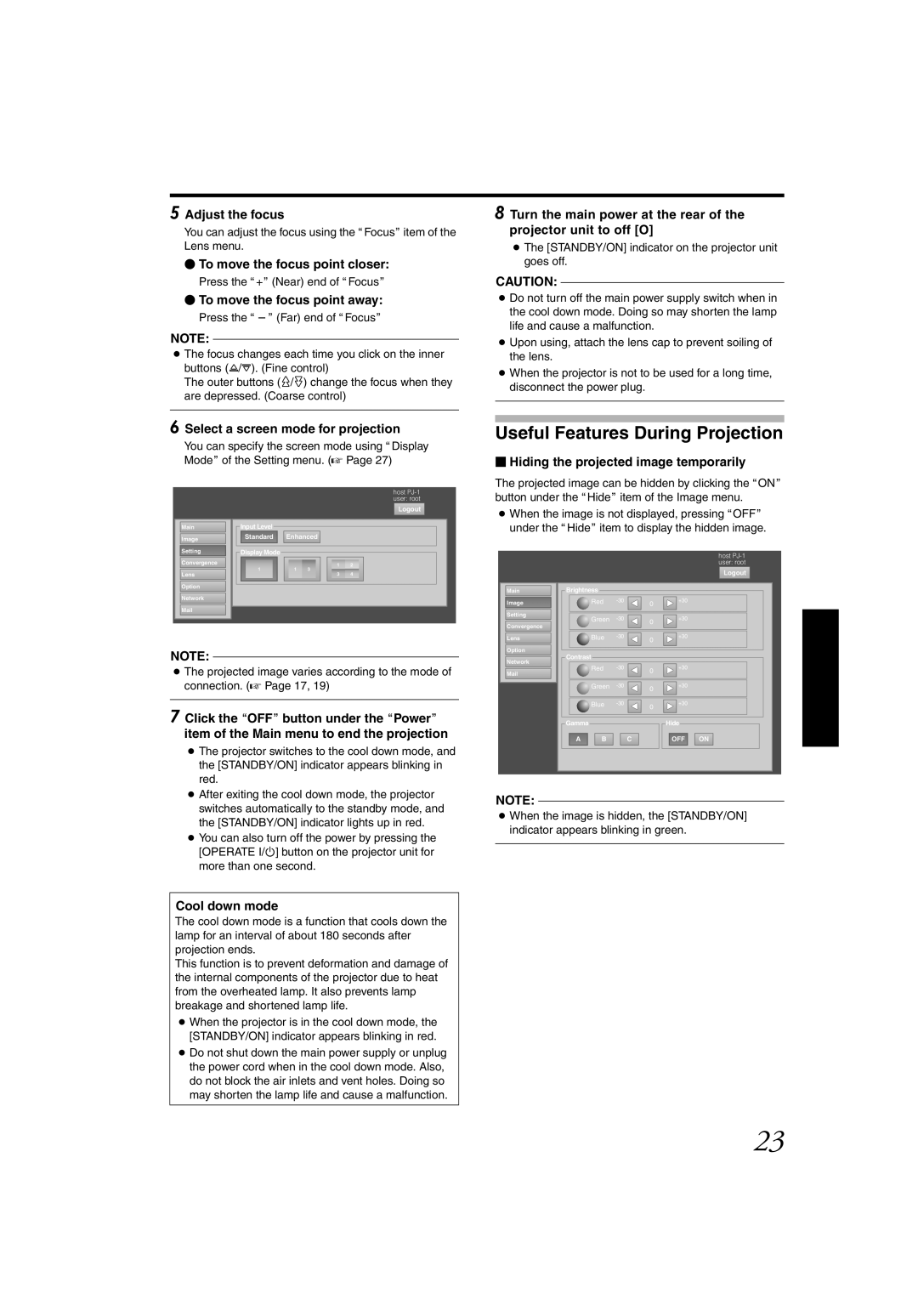 JVC DLA-SH4K instruction manual Useful Features During Projection 