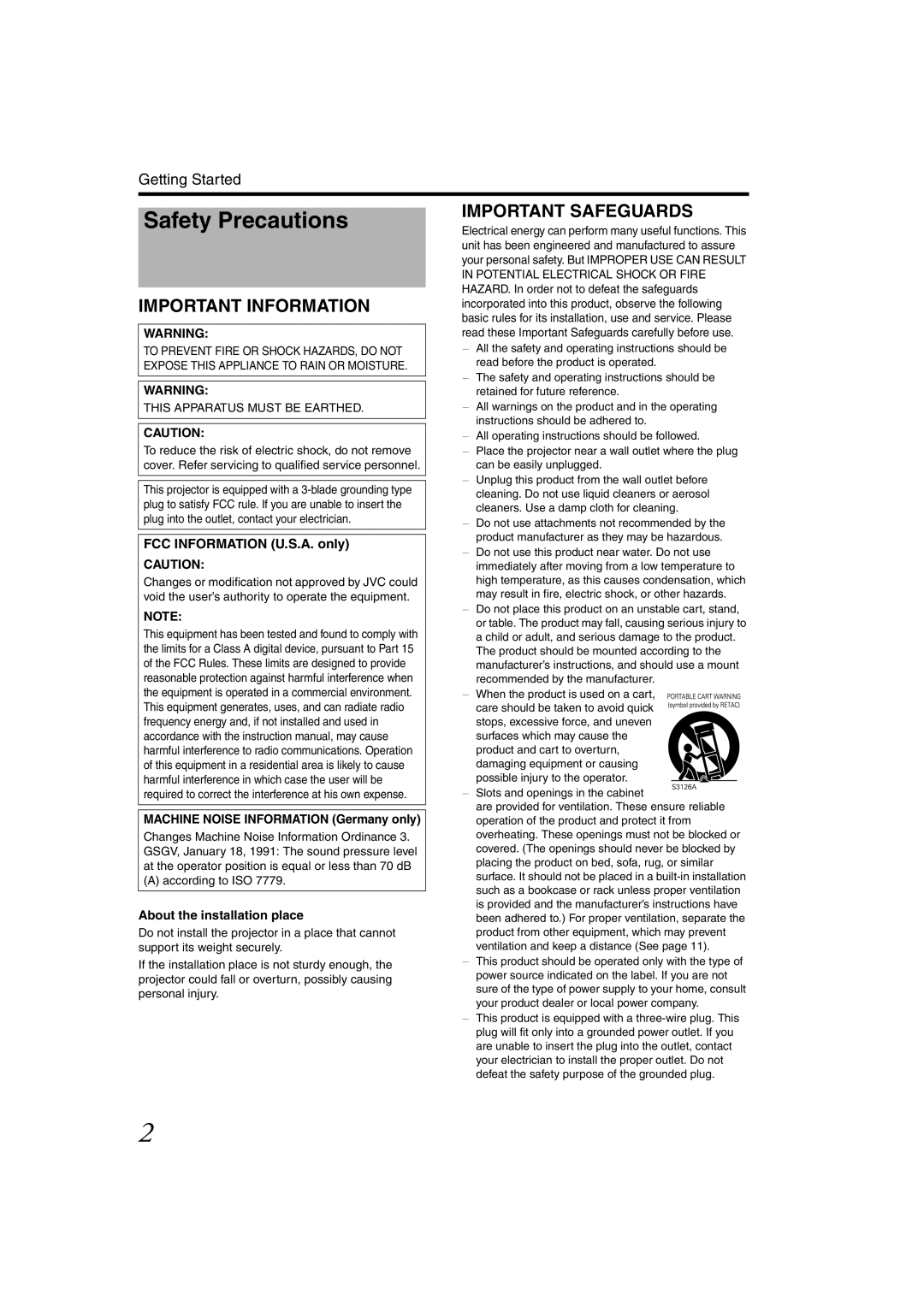 JVC DLA-SH4KNL instruction manual Safety Precautions 