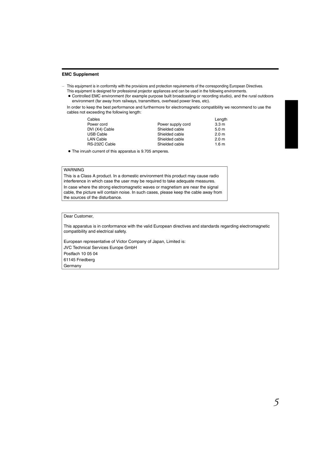 JVC DLA-SH4KNL instruction manual EMC Supplement 