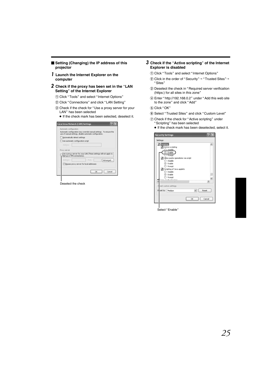 JVC DLA-SH4KNL instruction manual Deselect the check Select AEnableB 