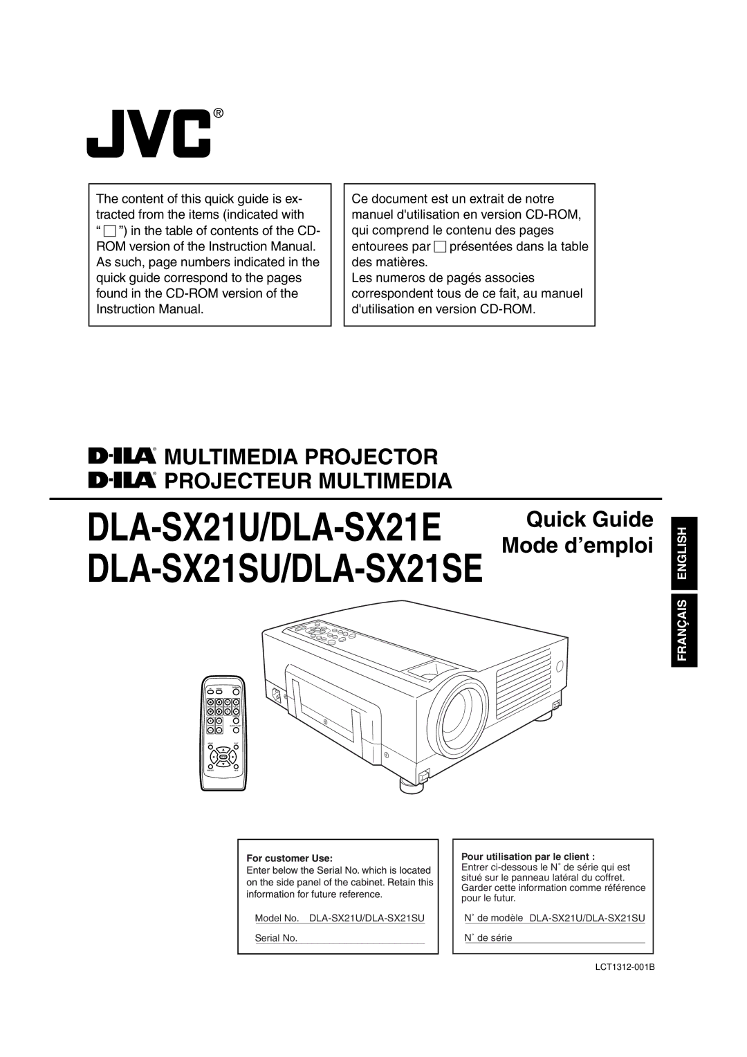 JVC DLA-SX21SE, DLA-SX21SU instruction manual DLA-SX21U/DLA-SX21E 