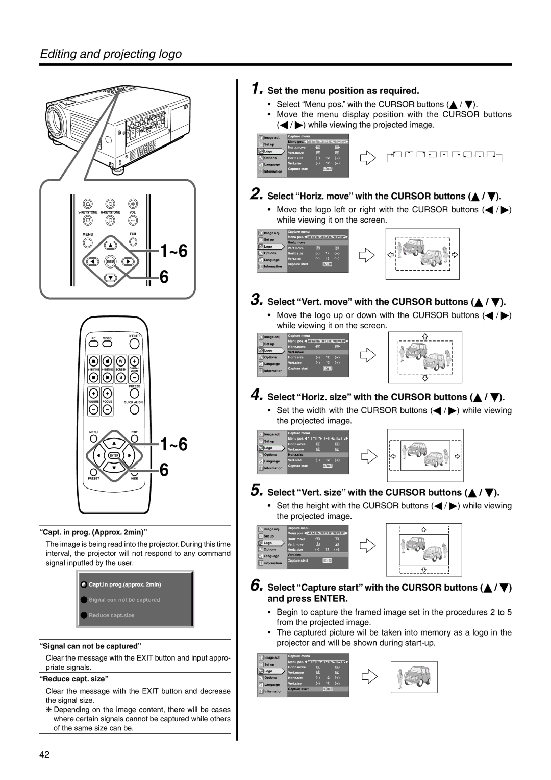 JVC DLA-SX21U manual Editing and projecting logo 