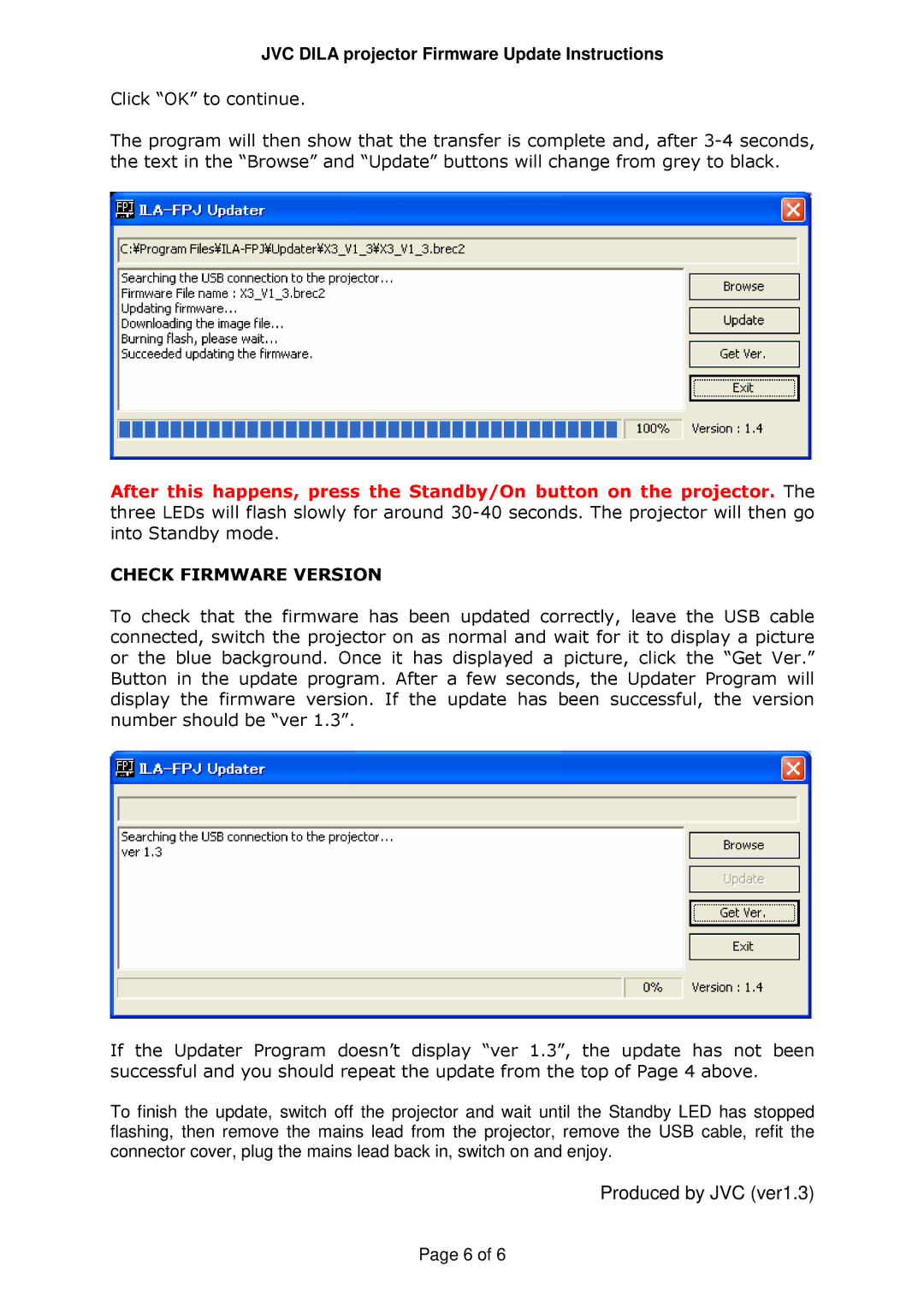 JVC DLA-X3, DLA-RS40 manual Check Firmware Version 