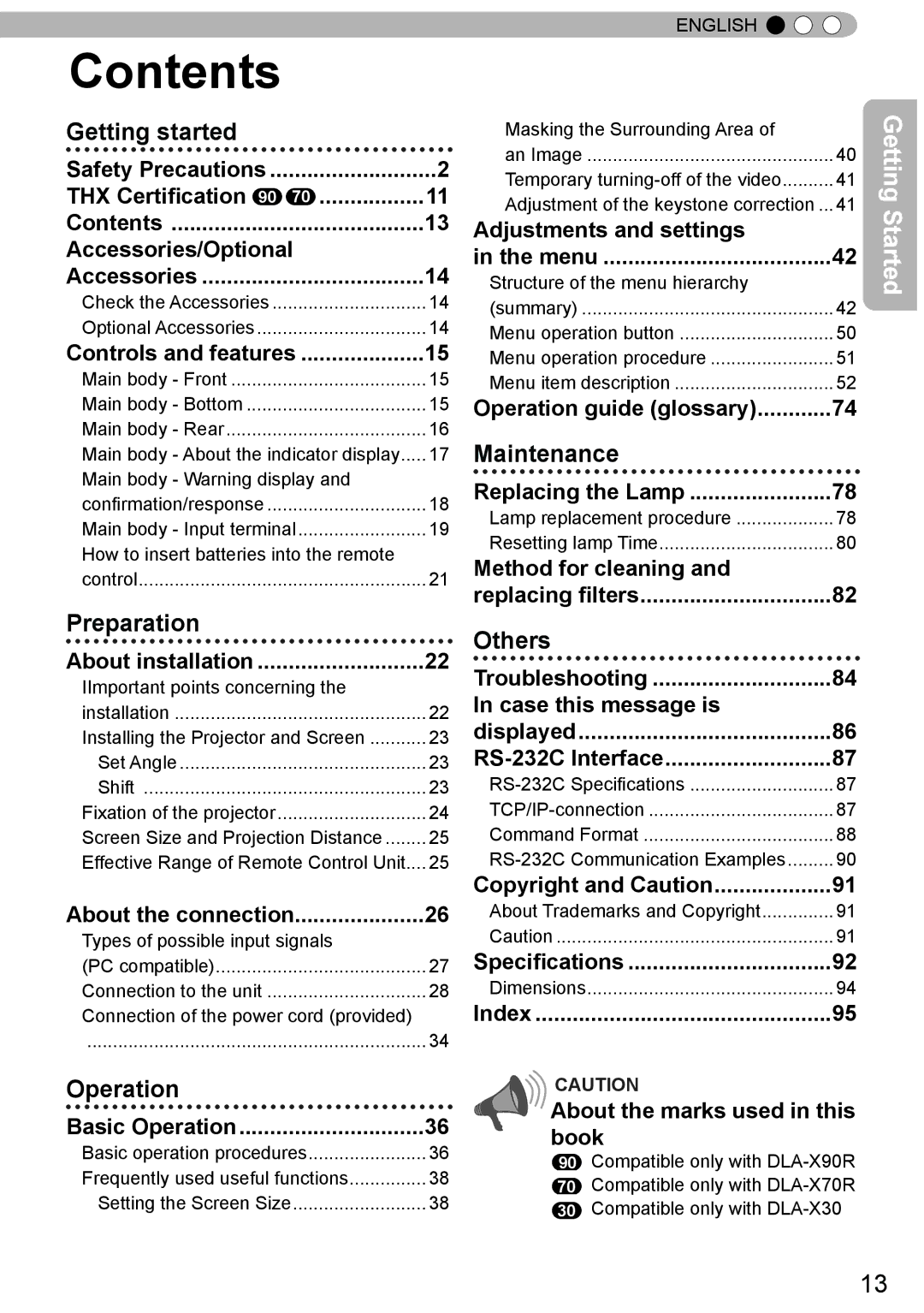 JVC DLA-X90R, DLA-X30, DLA-X70R manual Contents 