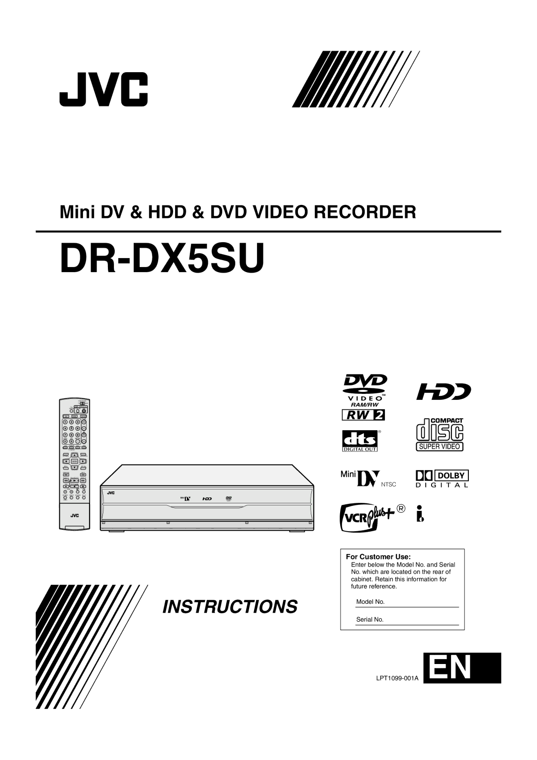 JVC DR-DX5SU manual For Customer Use 