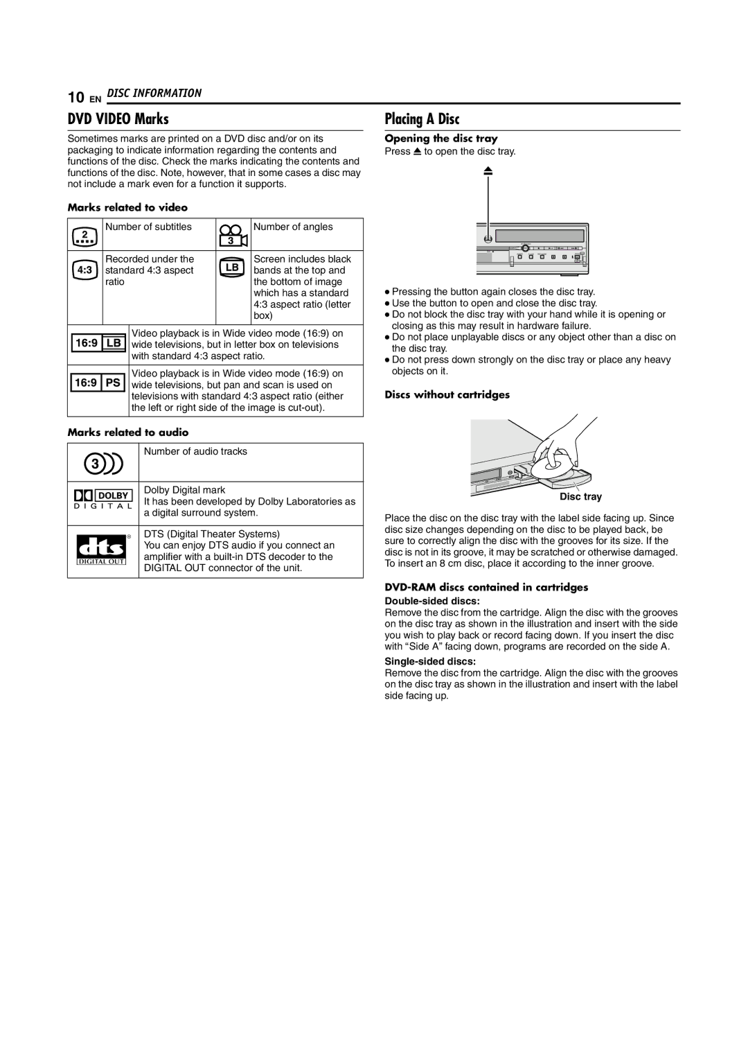 JVC DR-DX5SU manual DVD Video Marks 