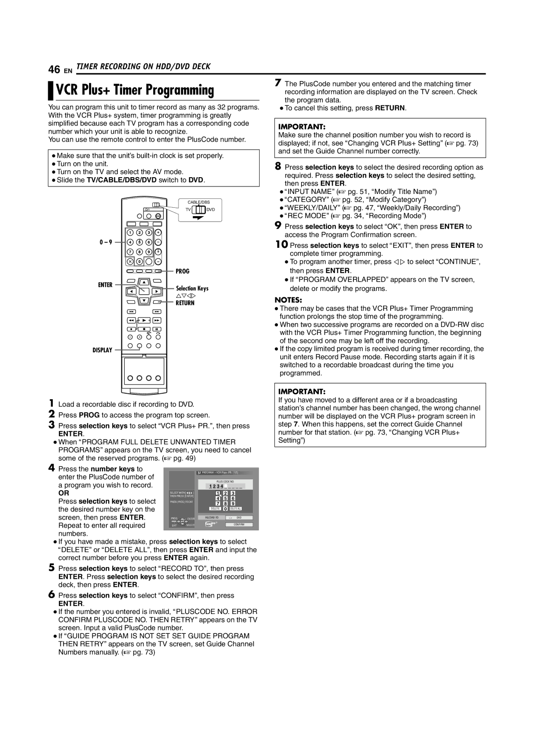 JVC DR-DX5SU manual VCR Plus+ Timer Programming 