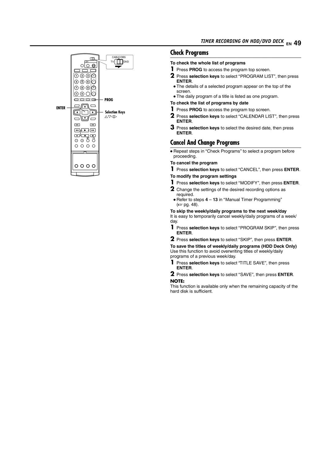 JVC DR-DX5SU manual Check Programs, Cancel And Change Programs 