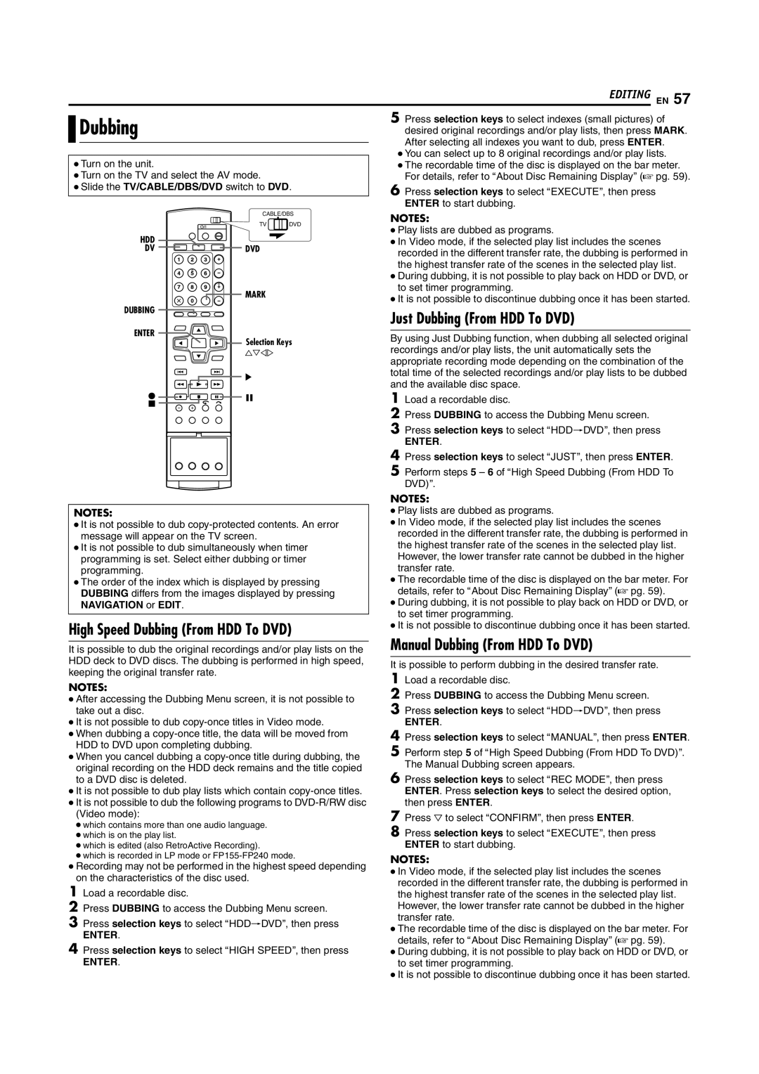 JVC DR-DX5SU manual High Speed Dubbing From HDD To DVD, Just Dubbing From HDD To DVD, Manual Dubbing From HDD To DVD 