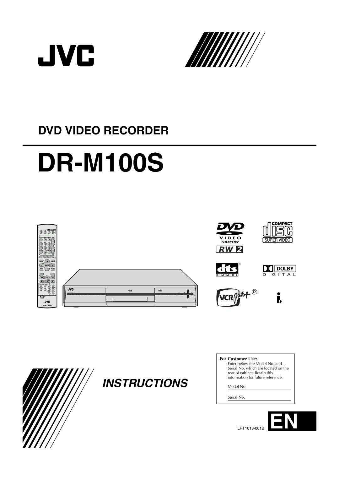 JVC DR-M100S manual For Customer Use 