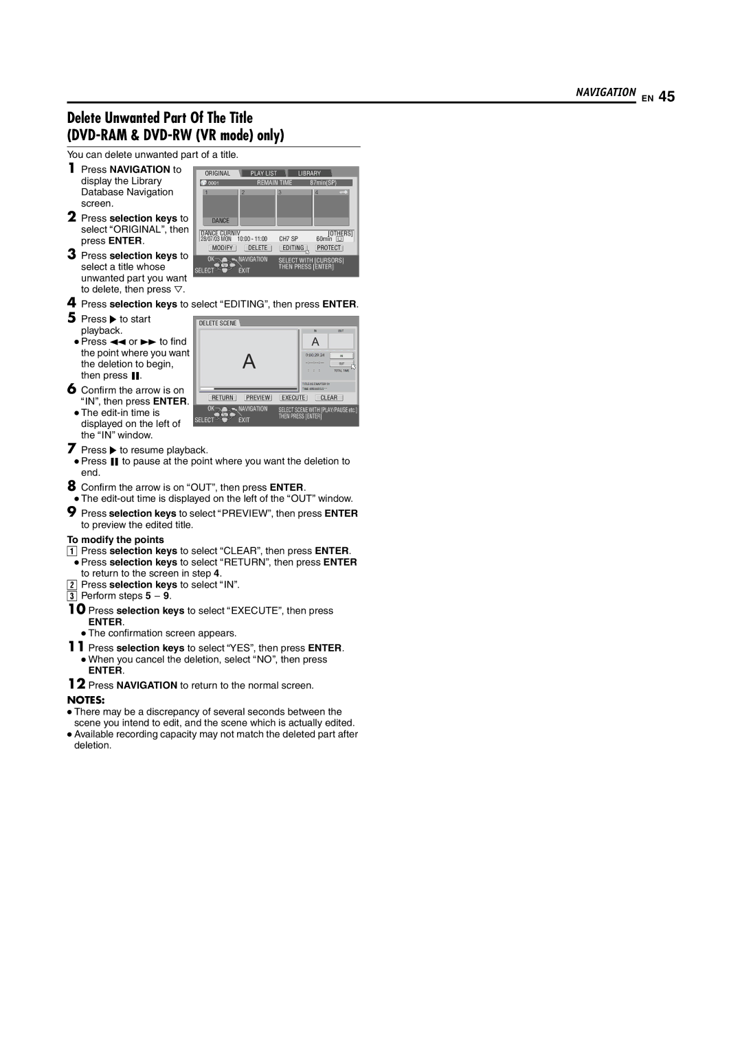 JVC DR-M100S manual To modify the points 