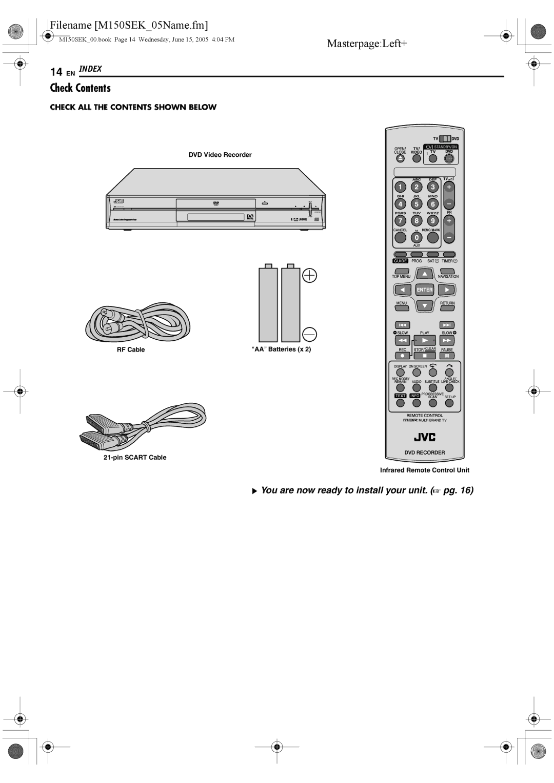 JVC DR-M150SEK manual Check Contents 