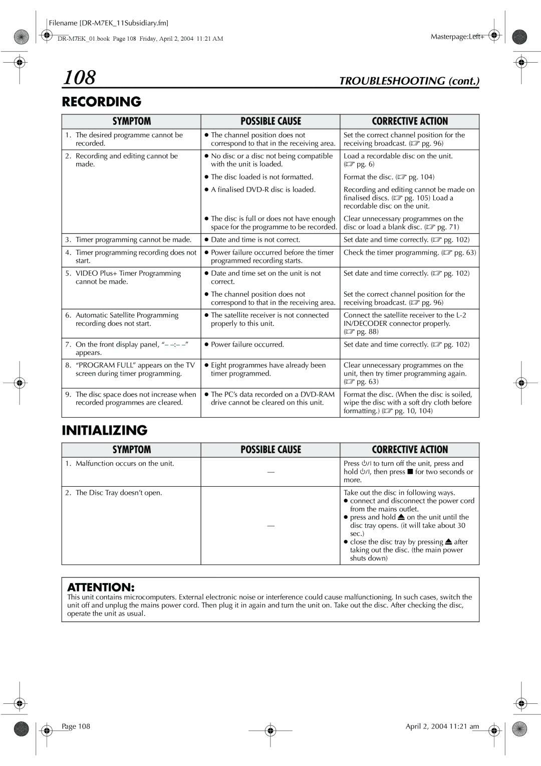 JVC DR-M7S manual 108 