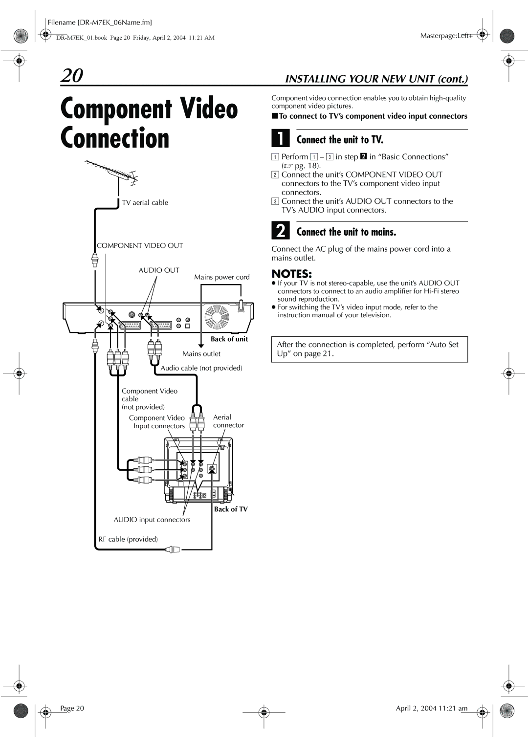 JVC DR-M7S manual Connect the unit to TV, 8To connect to TV’s component video input connectors, Input connectors 