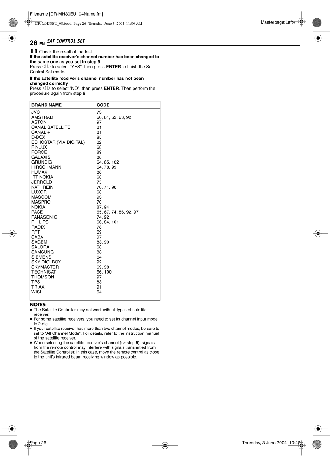 JVC DR-MH30B, DR-MH20B Check the result of the test, 60, 61, 62, 63, 64, 65, 64, 78, 70, 71, 65, 67, 74, 86, 92, 66, 84 