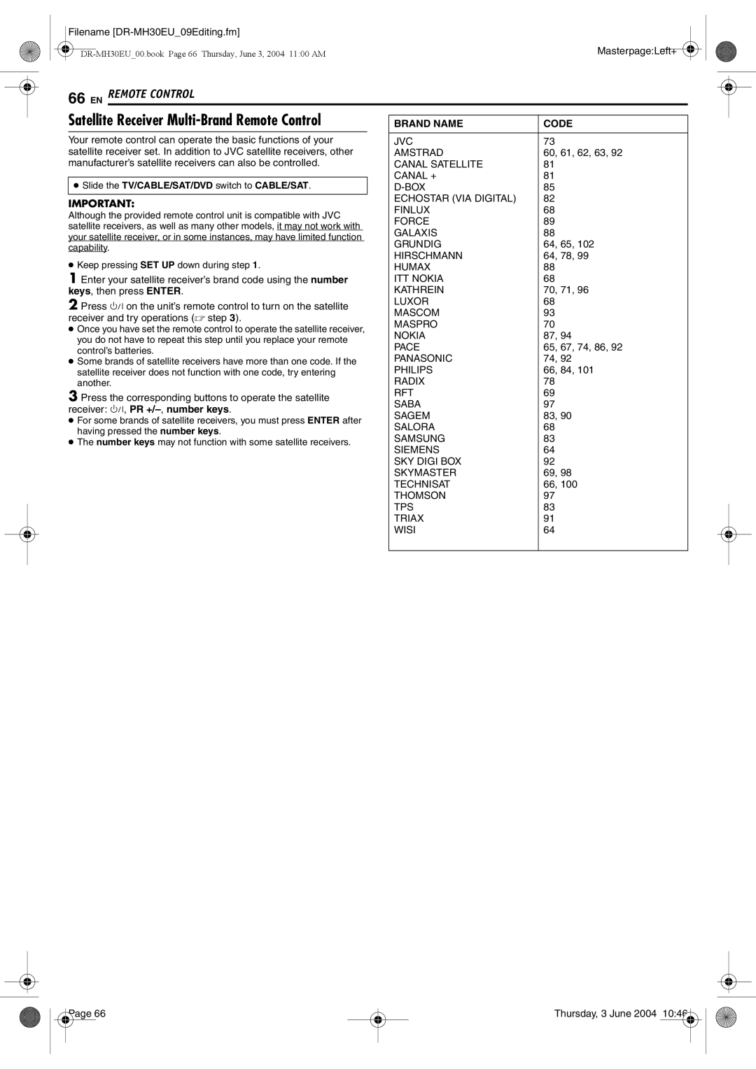 JVC DR-MH30B, DR-MH20B manual Receiver 1, PR +/-,number keys 