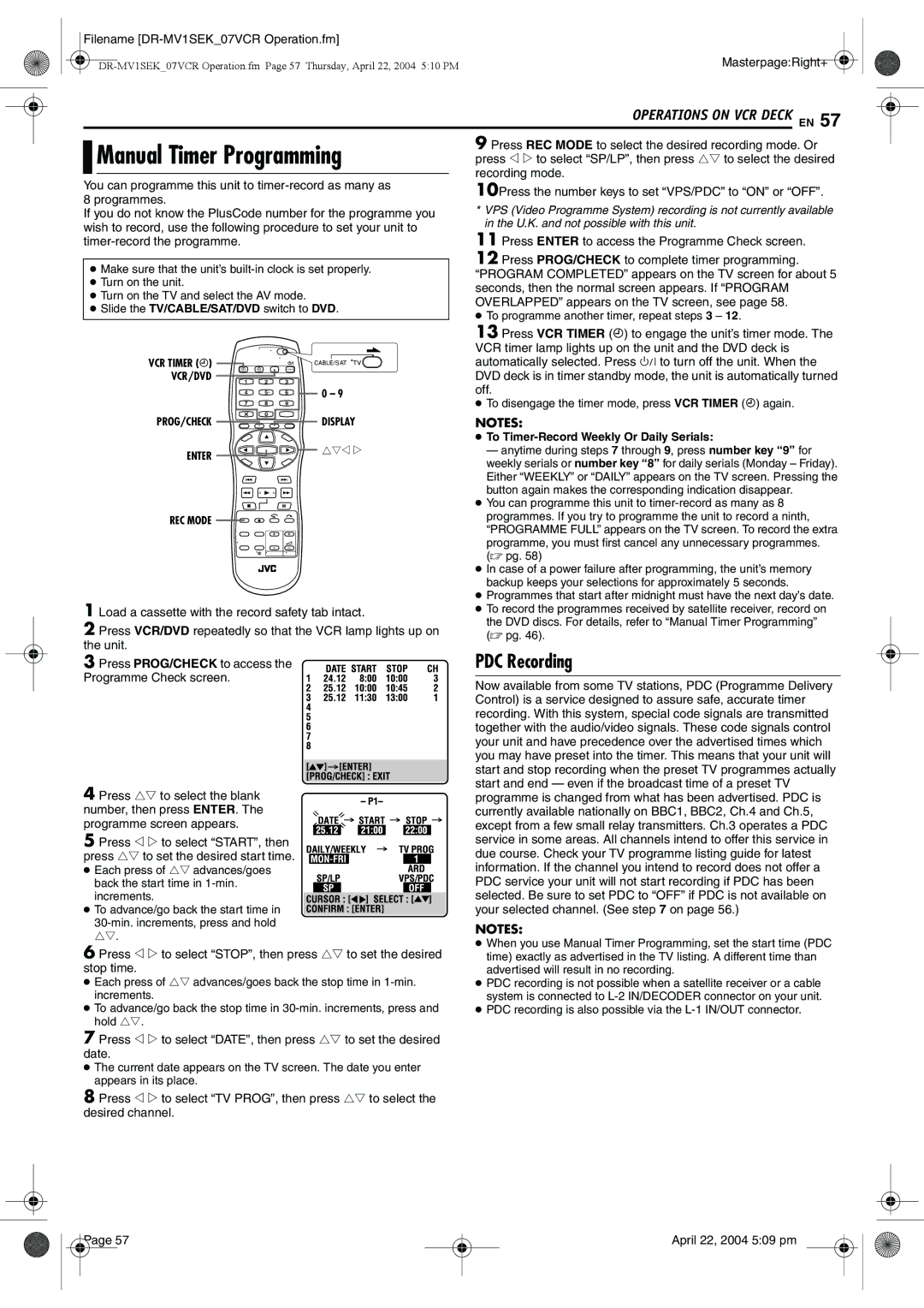 JVC DR-MV1B manual Off, April 22, 2004 509 pm 