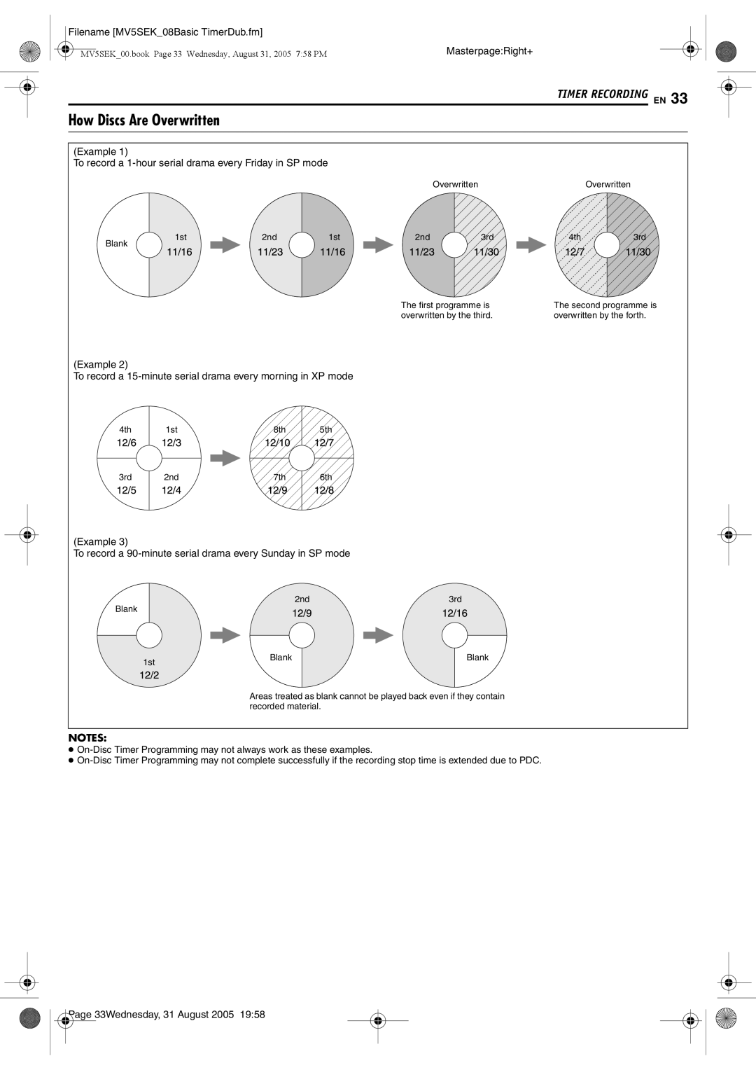 JVC DR-MV5SEK, DR-MV5BEK manual How Discs Are Overwritten 