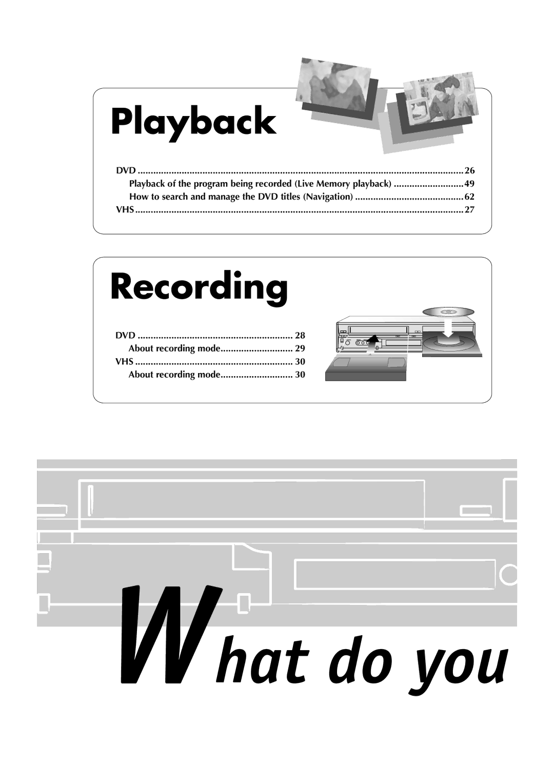 JVC DR-MV5S manual Playback, About recording mode 