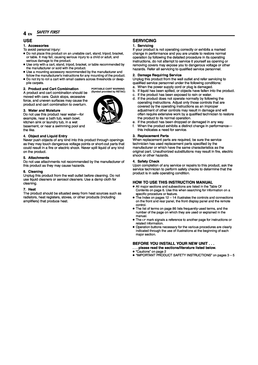 JVC DR-MV5S Safety First, Servicing, How To Use This Instruction Manual, Before You Install Your New Unit, Accessories 