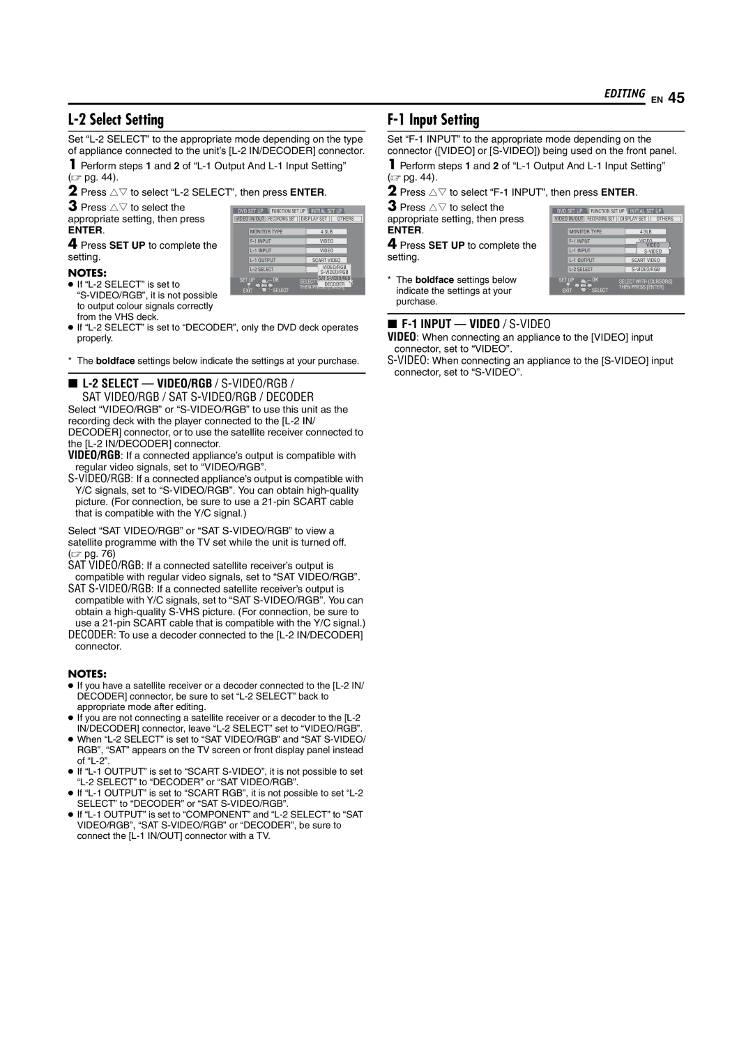 JVC DR-MV5SE manual Select Setting, Press SET UP to complete 