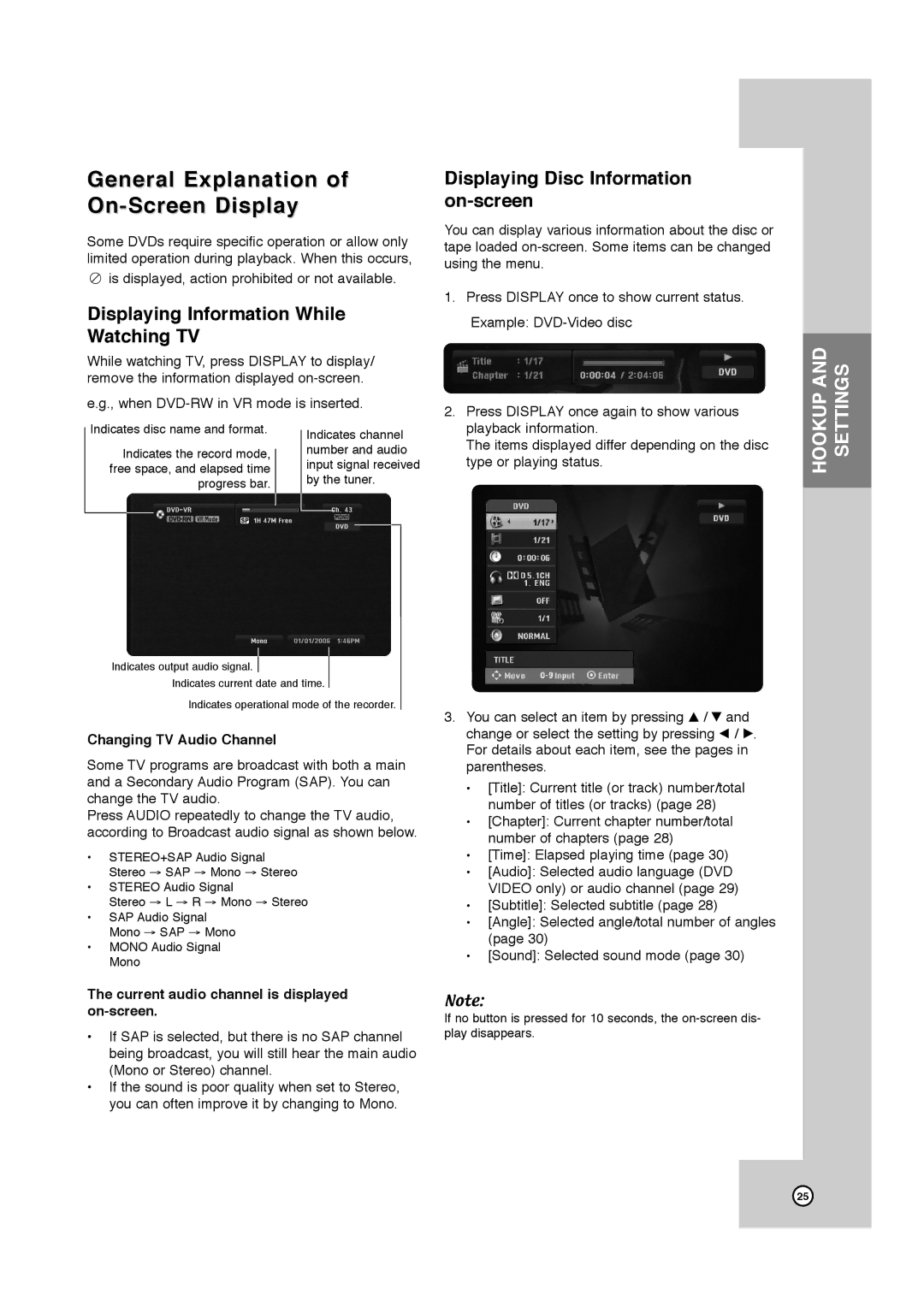 JVC RCJ106M_NA1UJJ_ENG, DR-MV7SU manual General Explanation of On-Screen Display, Displaying Information While Watching TV 