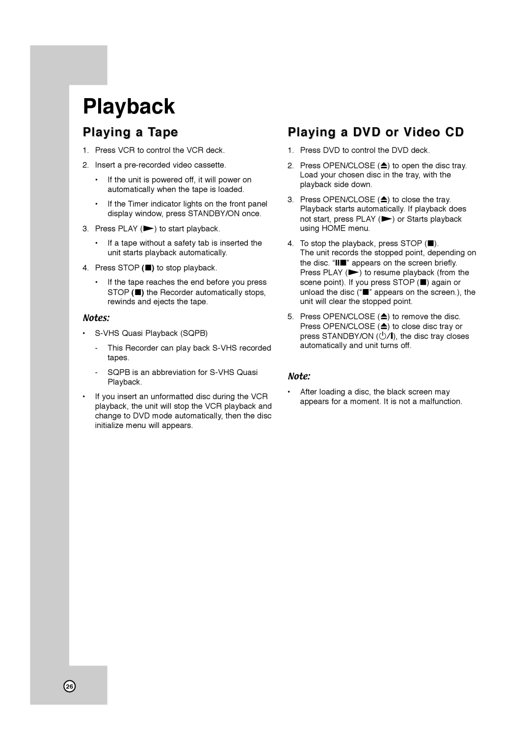 JVC DR-MV7SU, RCJ106M_NA1UJJ_ENG manual Playing a Tape, Playing a DVD or Video CD 