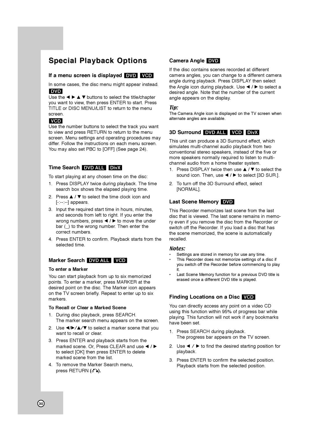 JVC DR-MV7SU, RCJ106M_NA1UJJ_ENG manual Special Playback Options 