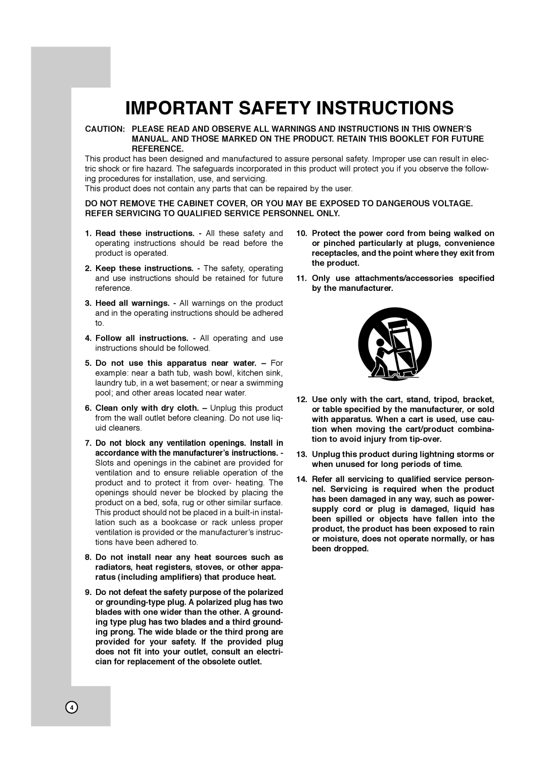 JVC DR-MV7SU, RCJ106M_NA1UJJ_ENG manual Important Safety Instructions 