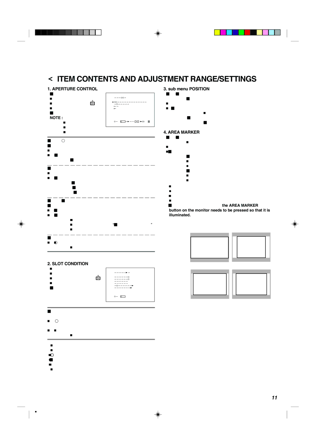 JVC DT-V1700CG manual  Item Contents and Adjustment RANGE/SETTINGS 