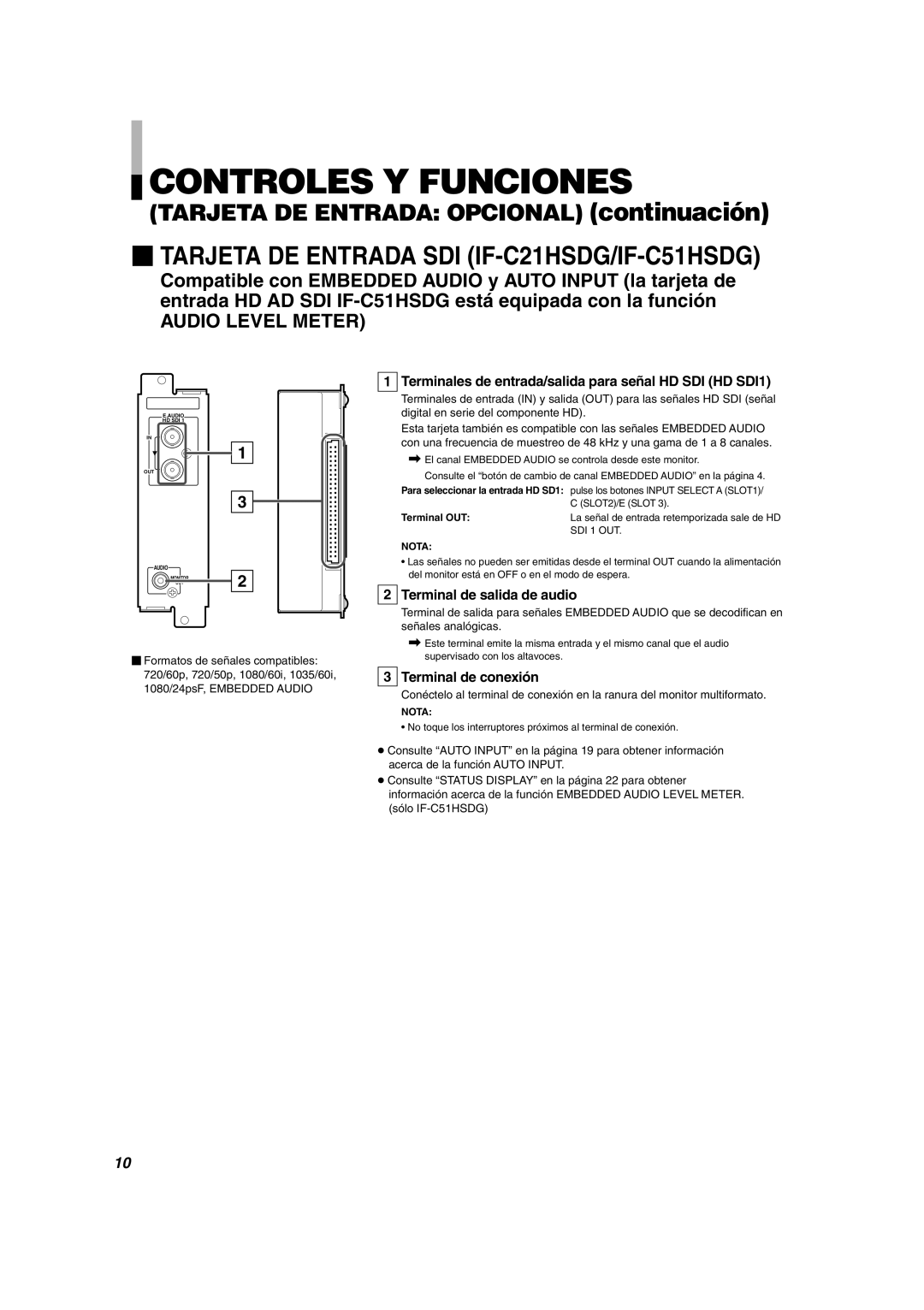 JVC DT-V1710CG, DT-V1910CG manual Terminales de entrada/salida para señal HD SDI HD SDI1, Terminal OUT 