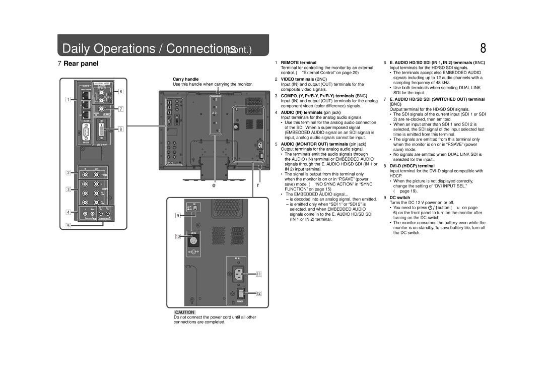 JVC DT-V17G1 specifications Rear panel 