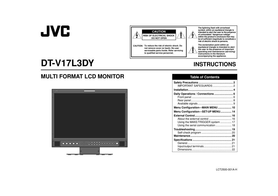 JVC DT-V17L3DY specifications 