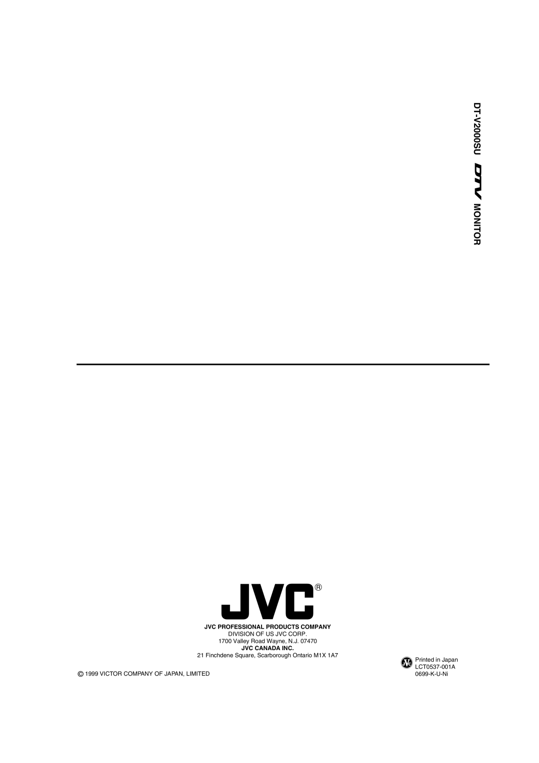 JVC DT-V2000SU manual Monitor 