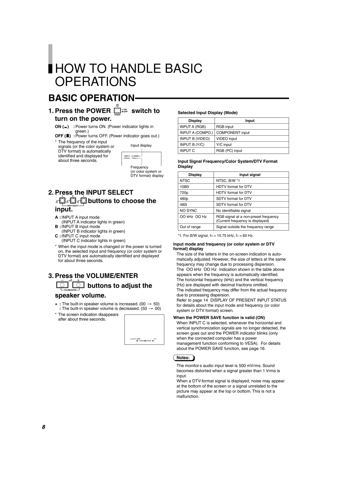 JVC DT-V2000SU manual HOW to Handle Basic Operations 