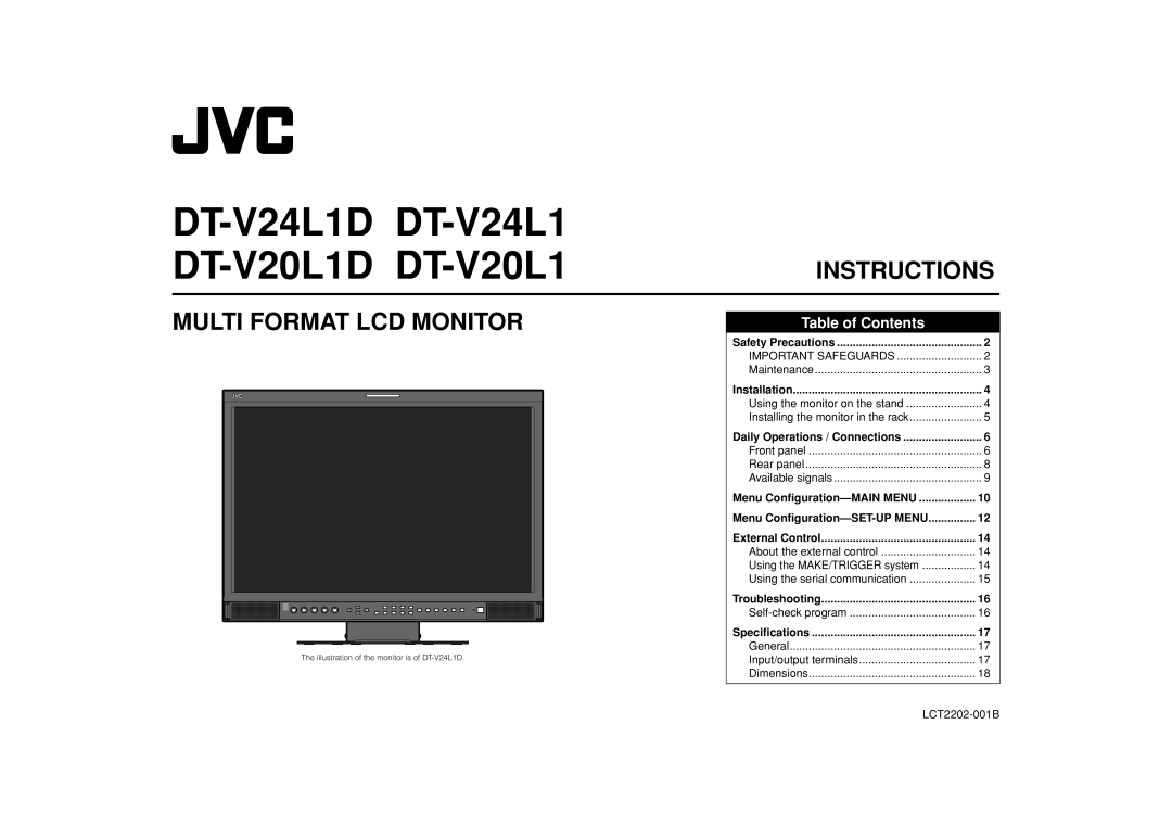 JVC specifications DT-V24L1D DT-V24L1 DT-V20L1D DT-V20L1 