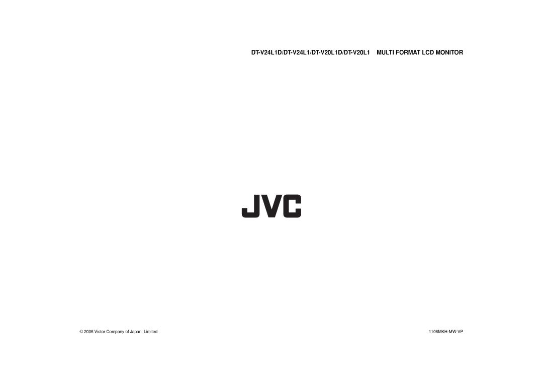 JVC DT-V24L1D, DT-V20L1D specifications Victor Company of Japan, Limited 