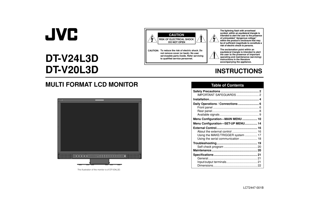 JVC DT-V20L3D specifications DT-V24L3D 