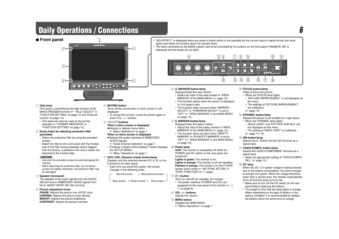 JVC DT-V9L1D specifications Front panel 