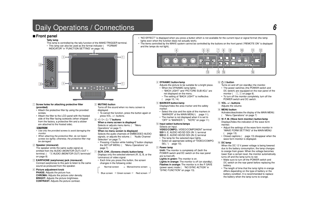 JVC DT-V9L3DY specifications Daily Operations / Connections 