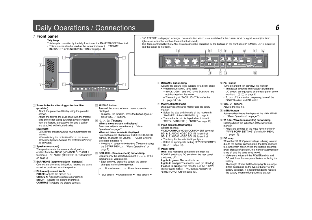 JVC DT-V9L3DY specifications Front panel 