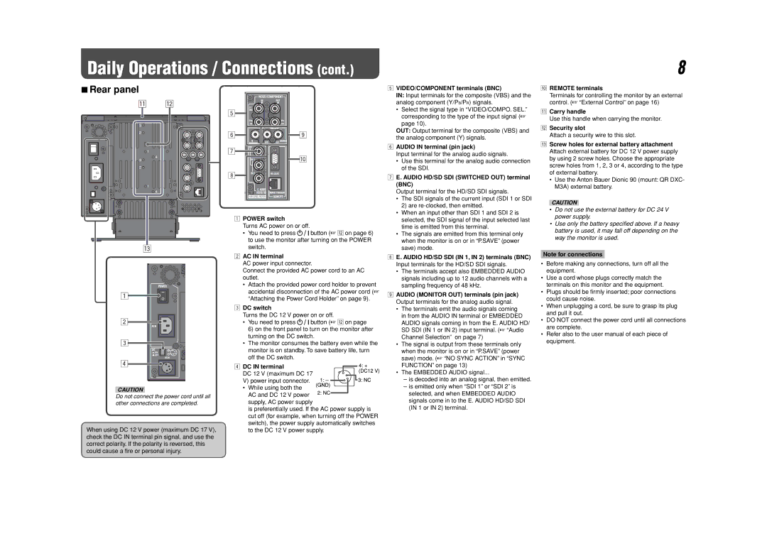 JVC DT-V9L3DY specifications Rear panel 