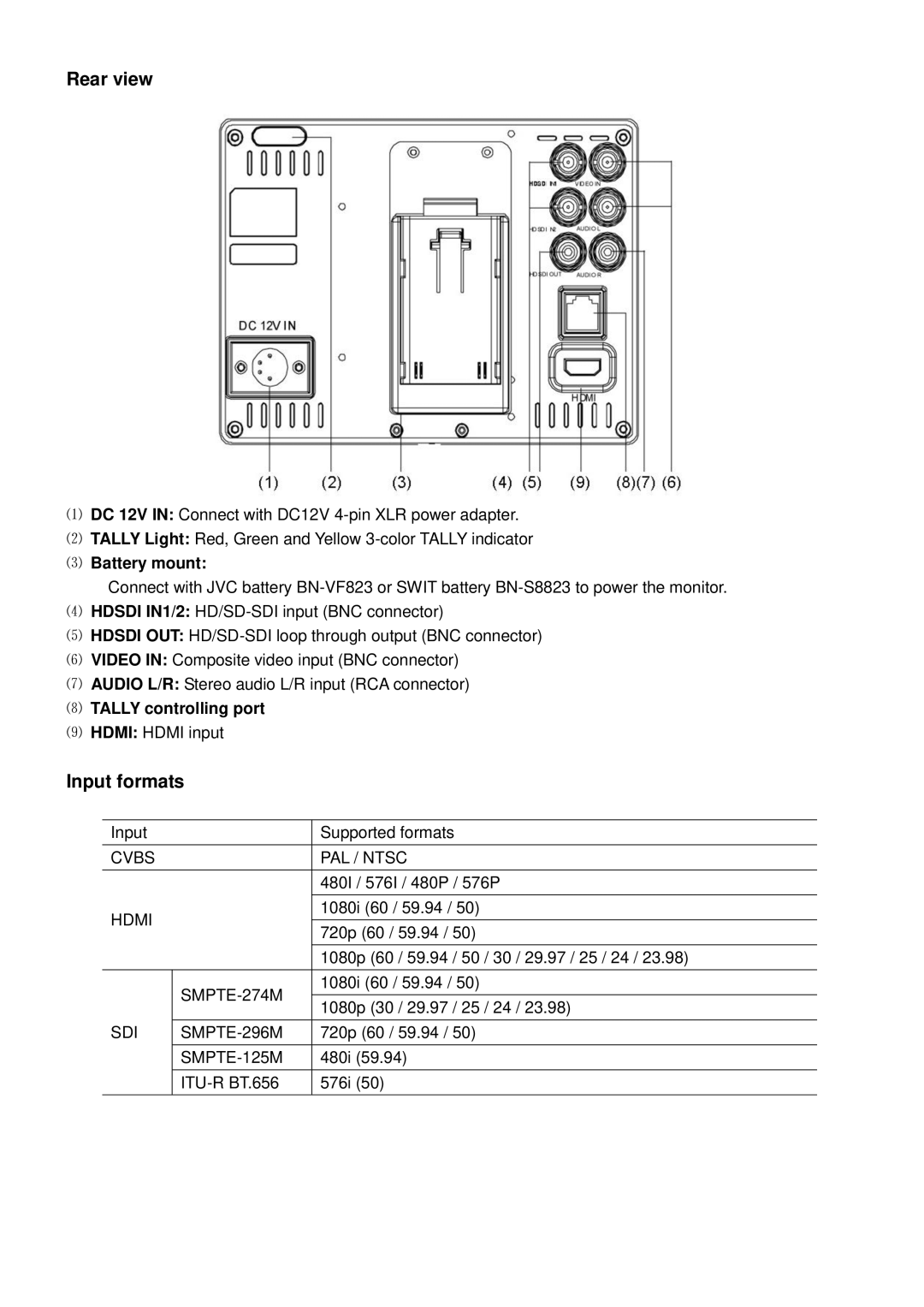 JVC DTX71H, DT-X71C, DT-X71H, DT-X71F user manual ⑻ Tally controlling port 