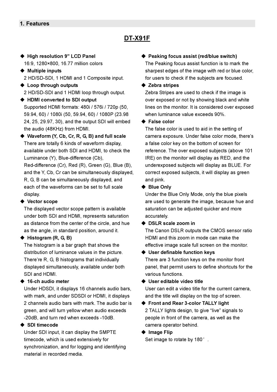 JVC DT-X91C, DT-X91H user manual DT-X91F, Features 