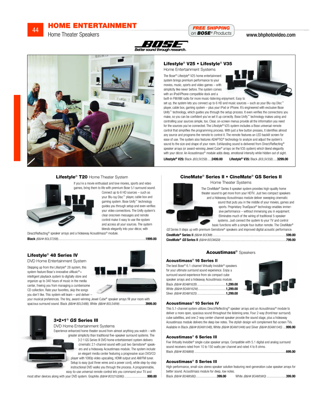 JVC DV-SP506 Lifestyle V25 Lifestyle, Lifestyle 48 Series, CineMate Series II CineMate GS Series, Acoustimass Speakers 