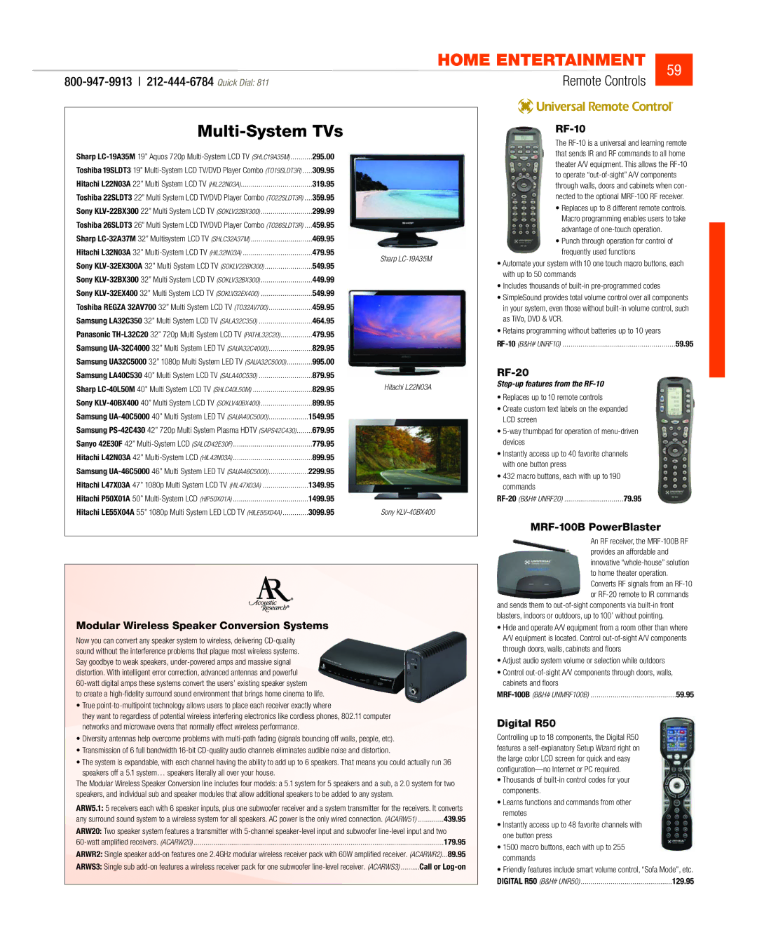 JVC DV-SP506 manual RF-20, MRF-100B PowerBlaster, Modular Wireless Speaker Conversion Systems, Digital R50 