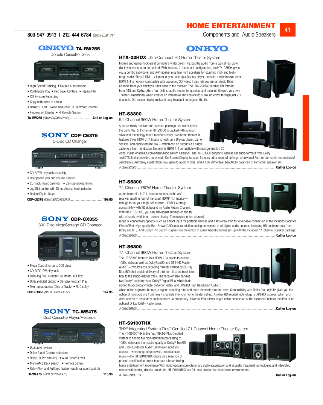 JVC DV-SP506 manual Components and Audio Speakers, CDP-CE375, CDP-CX355, HT-S9100THX 